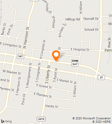 Map of San Augustine, TX